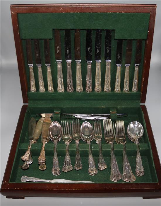 Canteen of plated Kings pattern cutlery, setting for six